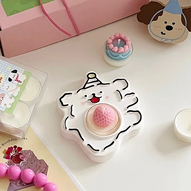 快乐小狗香薰蜡烛礼盒走心送女生朋友闺蜜生日礼物创意烛台摆件