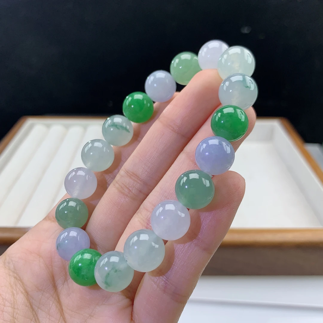 3.1-24-缅甸天然翡翠A货 女款多宝手串尺寸:10.8mm 18颗粒