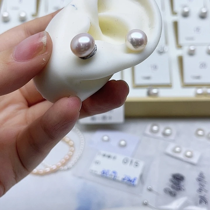 淡水珍珠耳饰银S925镶嵌E****