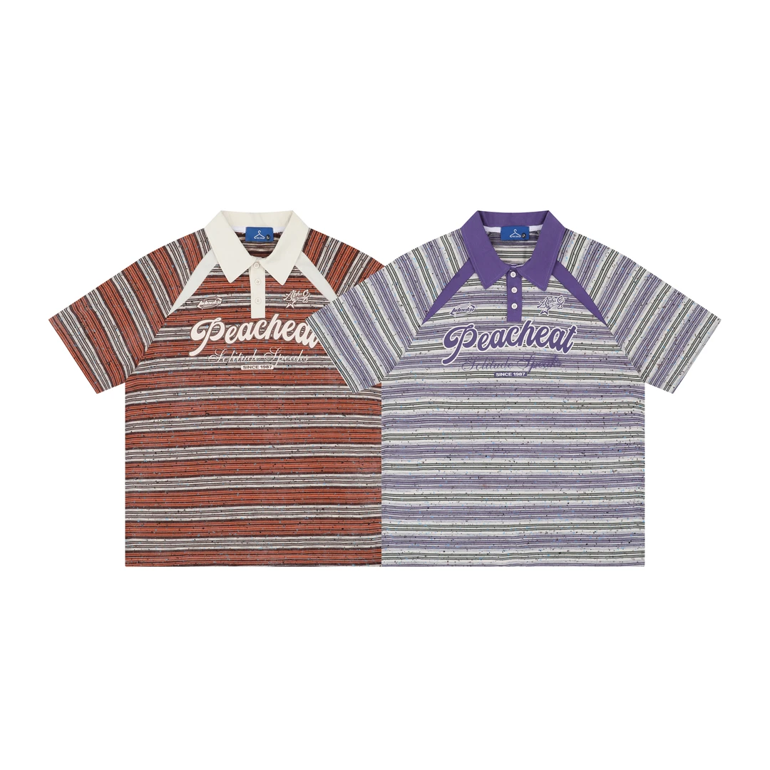 布岛翁百搭复古条纹潮牌T恤