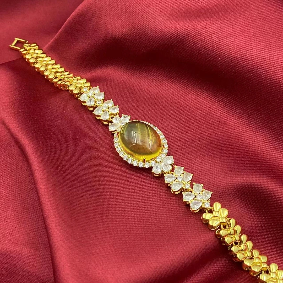 蓝珀满钻蛋面手表链 M346