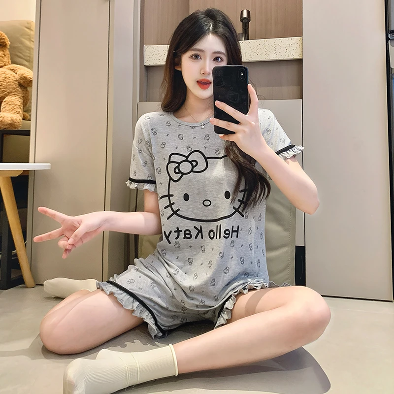 莫代尔棉睡衣女大童夏季13岁女孩15短袖薄款12可爱卡通18初中学生