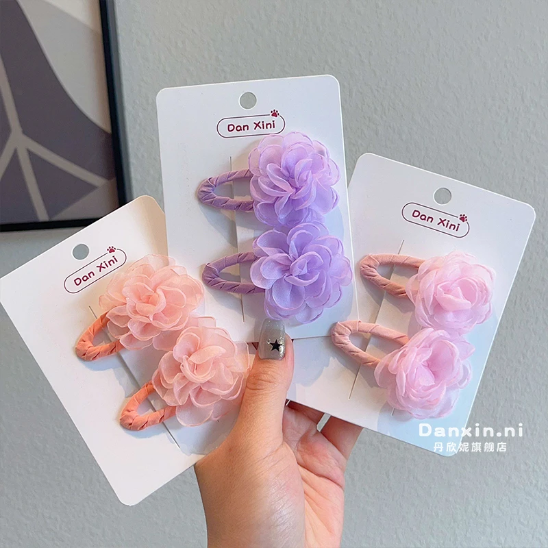 新款儿童发夹女童布艺花朵bb夹宝宝后脑勺前额碎发侧边夹洋气发饰