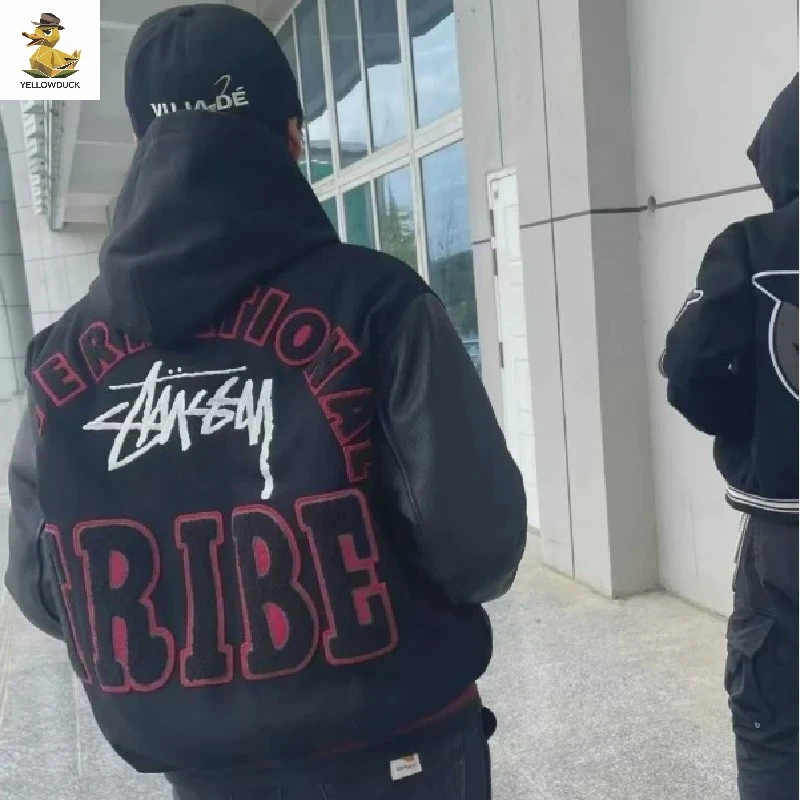 美式高街棒球服男女春秋季字母刺绣短款外套潮牌情侣夹克