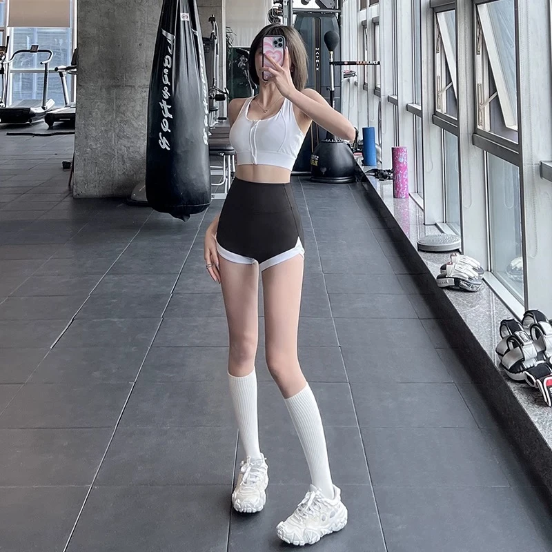 【C】高腰收腹提臀瑜伽裤裸感运动跳操健身紧身长裤三分裤