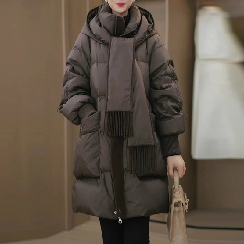 羽绒服中长款女2025新款冬舒适今年流行爆款时尚妈妈女款中长外套