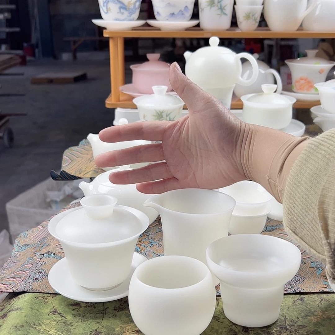 莞***曼素烧璞玉大马蹄盖碗茶海过滤组+120ml龙蛋杯