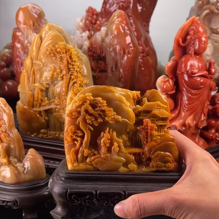 田黄石香山雅聚摆件