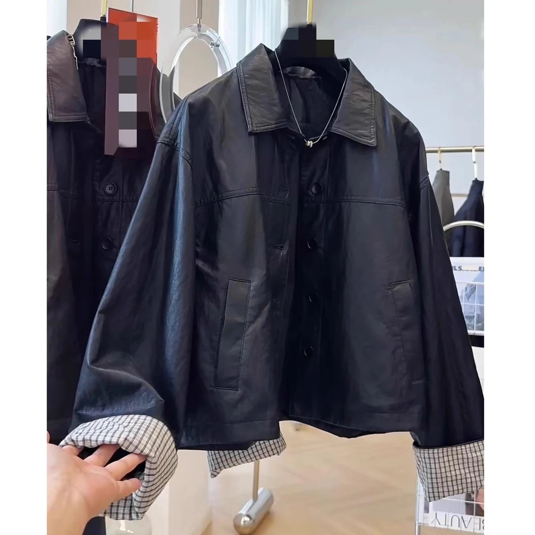 加大码300斤高级感机车皮衣夹克男女秋冬超火酷飒风宽松翻领外套2