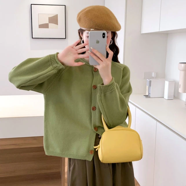 【卷边袖开衫】新款韩版针织衫531