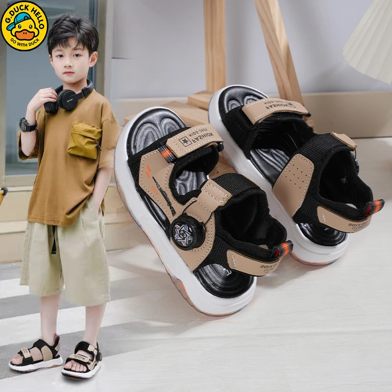 小黄鸭男童凉鞋2025夏季新款中大童帅气防滑软底儿童鞋子沙滩鞋子