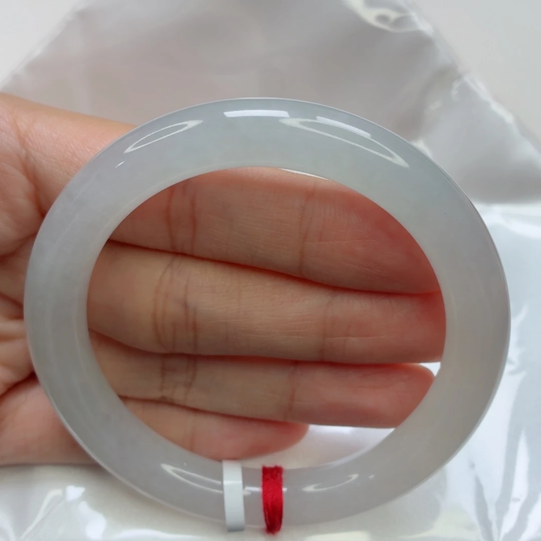 翡翠未镶嵌手镯老坑56圈冰白月光027