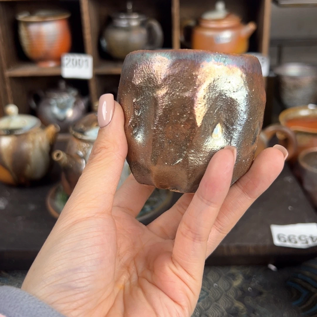 杯柴烧茶器铁胎主人杯