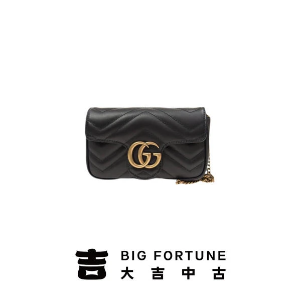 大吉中古/Gucci古驰supermini黑金马蒙斜挎包