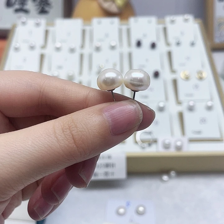 淡水珍珠耳饰银S925镶嵌承**贝