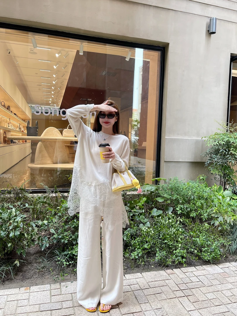 亚麻松紧腰休闲阔腿裤 长裤老钱风夏季 宽松