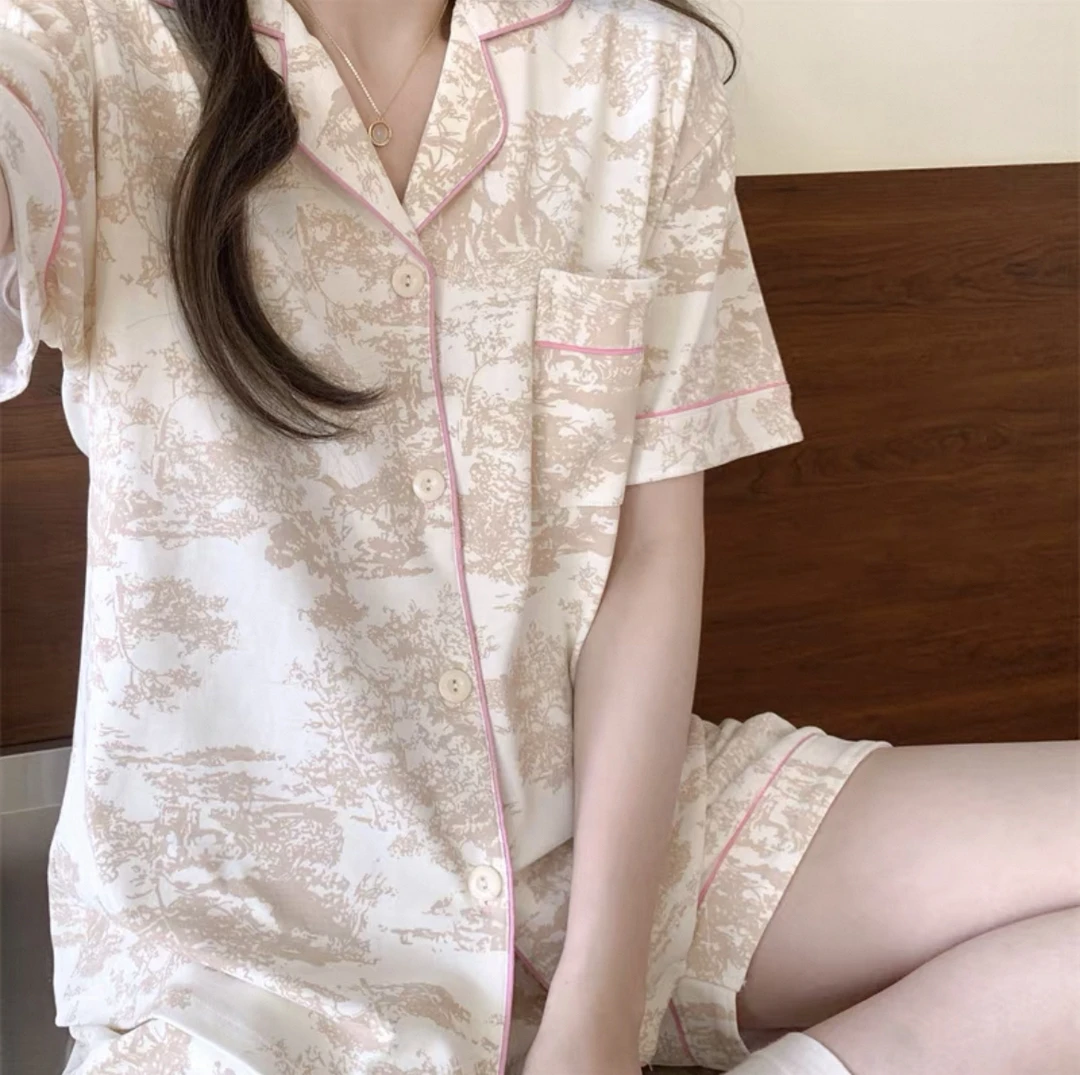 【短袖短裤合集】纯棉100棉双层棉纱夏季睡衣女吸汗透气舒适印花