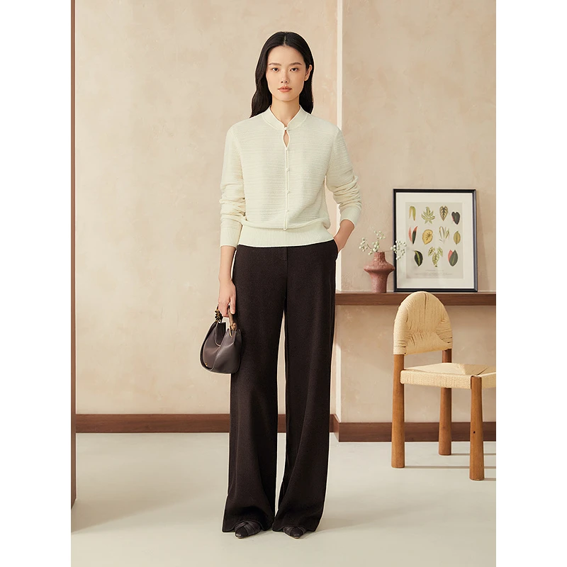 YINER音儿2025春季新款新中式立领简约毛针织衫8C35106070