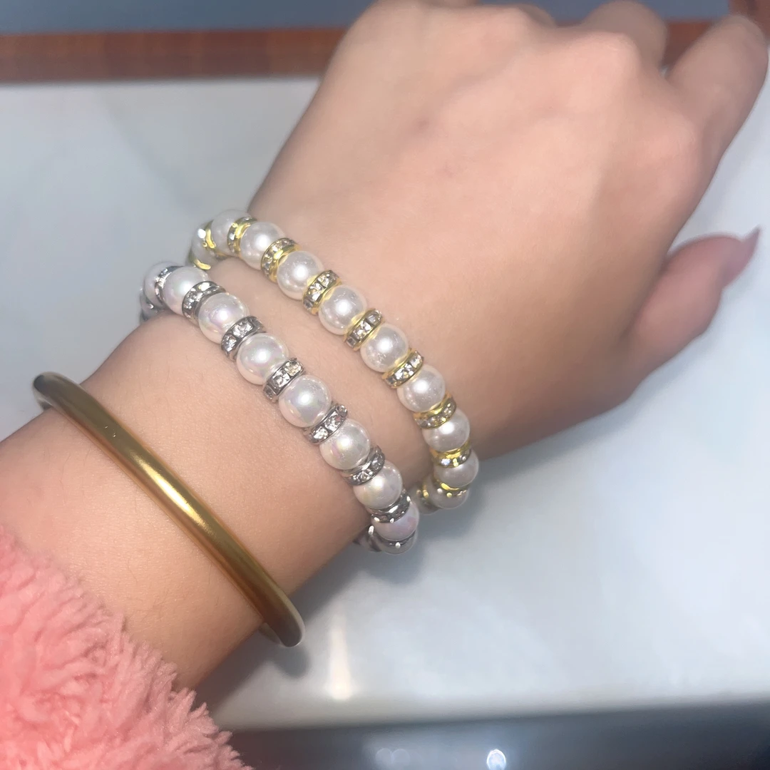 铜合金手链 施珠手串弹力绳