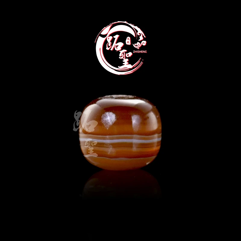 13MM白棕缠丝玛瑙老型桶珠单珠文玩椰蒂手串手链配饰配珠散珠顶珠