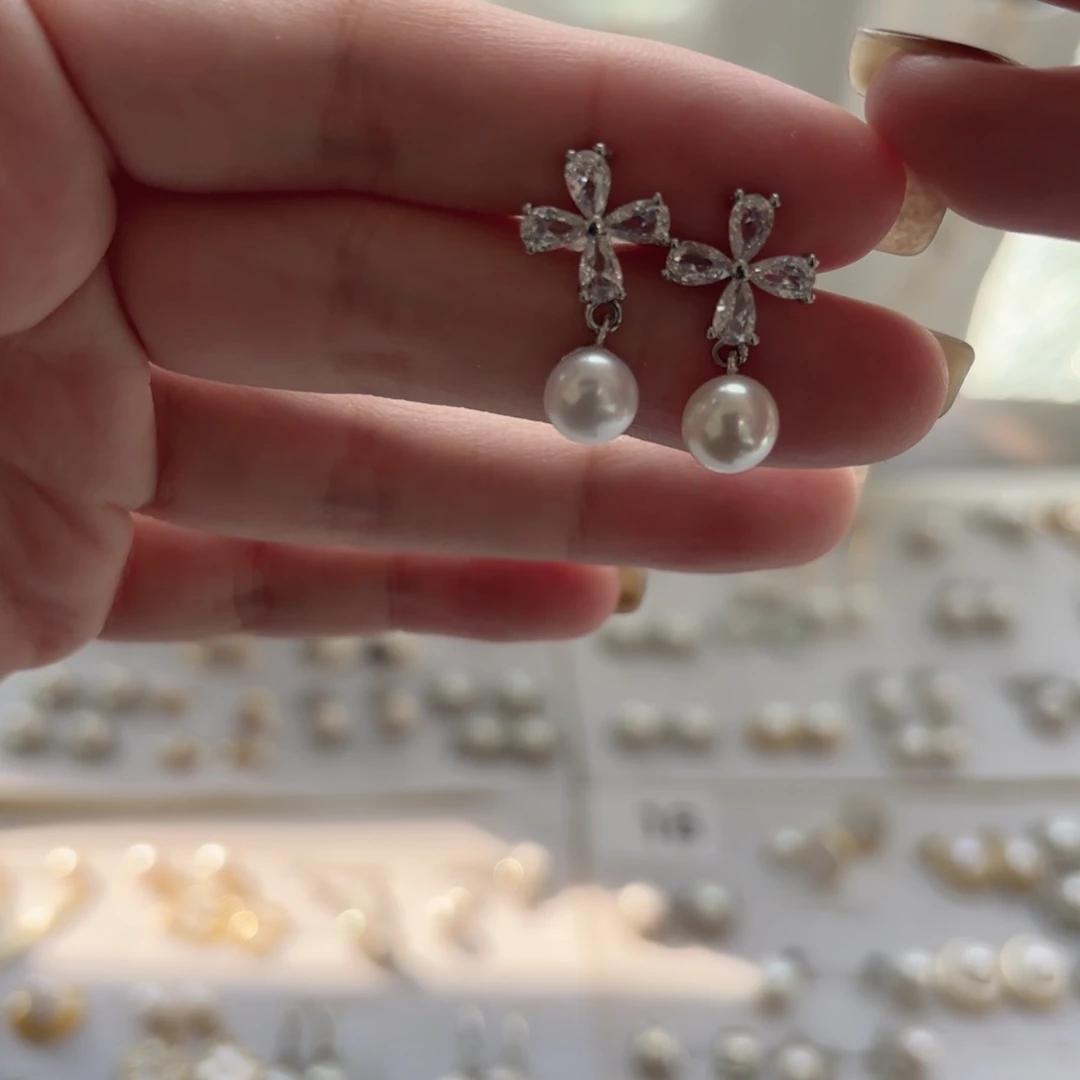 耳饰合金淡水珍珠