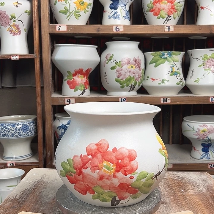 摆件钱袋子红牡丹新款陶瓷陶瓷陶瓷