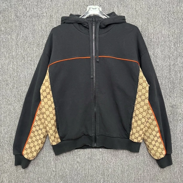 99新 GUCCI/古驰 拼接logo拉链连帽夹克外套/M码/99新/12926