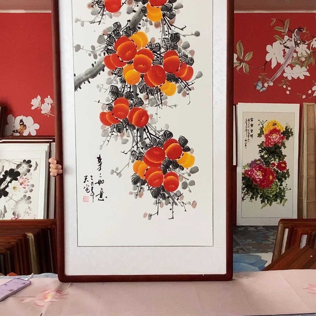 国画手写手绘带框包邮62✖️122国画作品