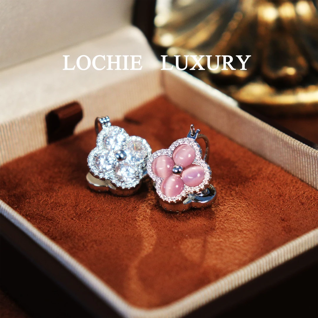 黄铜锆石耳饰 K010【星辰花语】法式轻奢气质双面双色四叶草耳扣