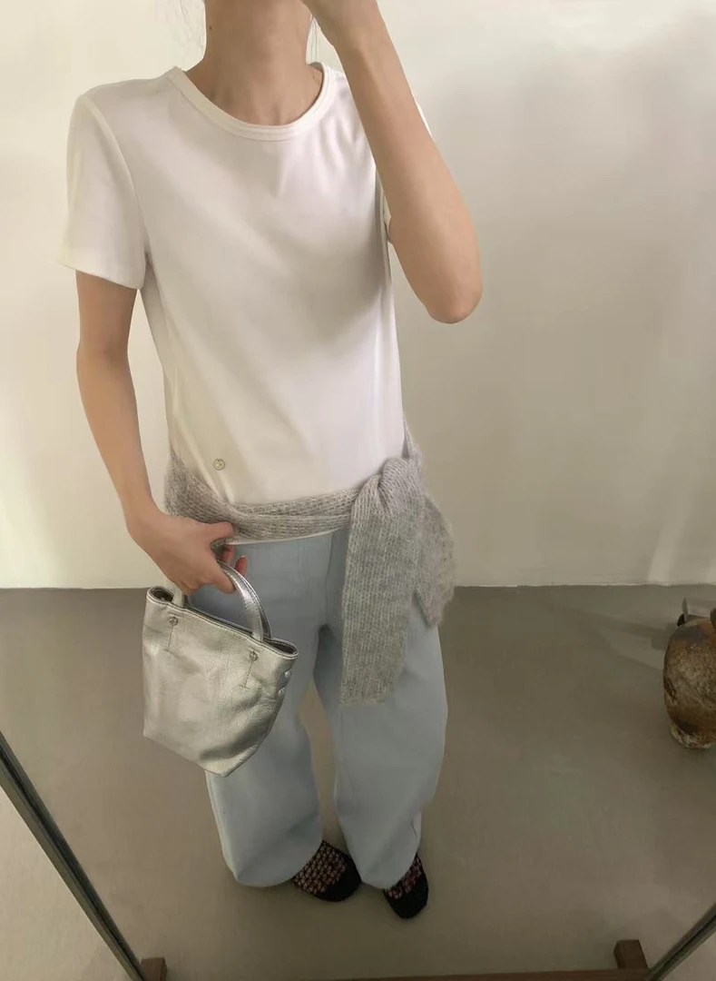 lovely@z5763 韩系简约百搭小标短袖T 4-5