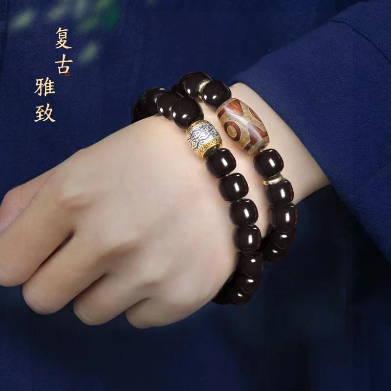 六年风化老料菩提子手串女款绕指柔菩提根双圈文玩佛珠念珠手链男