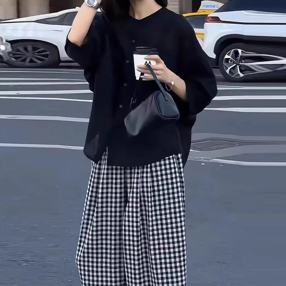 休闲风通勤街头风时尚套装外穿阔腿裤百搭套装高腰韩版休闲裤