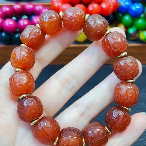 手饰玛瑙未镶嵌龙血珠回文15