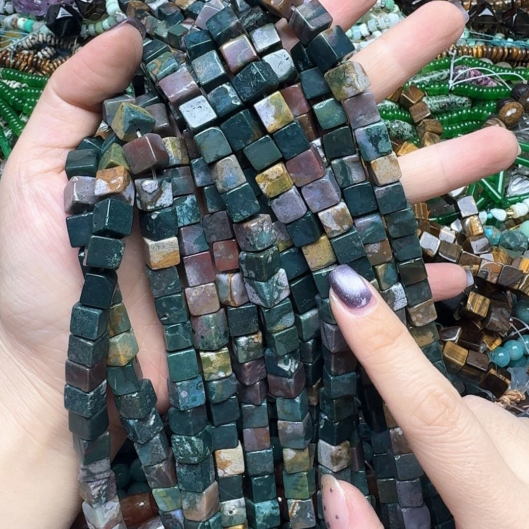 玛瑙/玉髓未镶嵌珠宝半成品一条8m水草玛瑙方糖