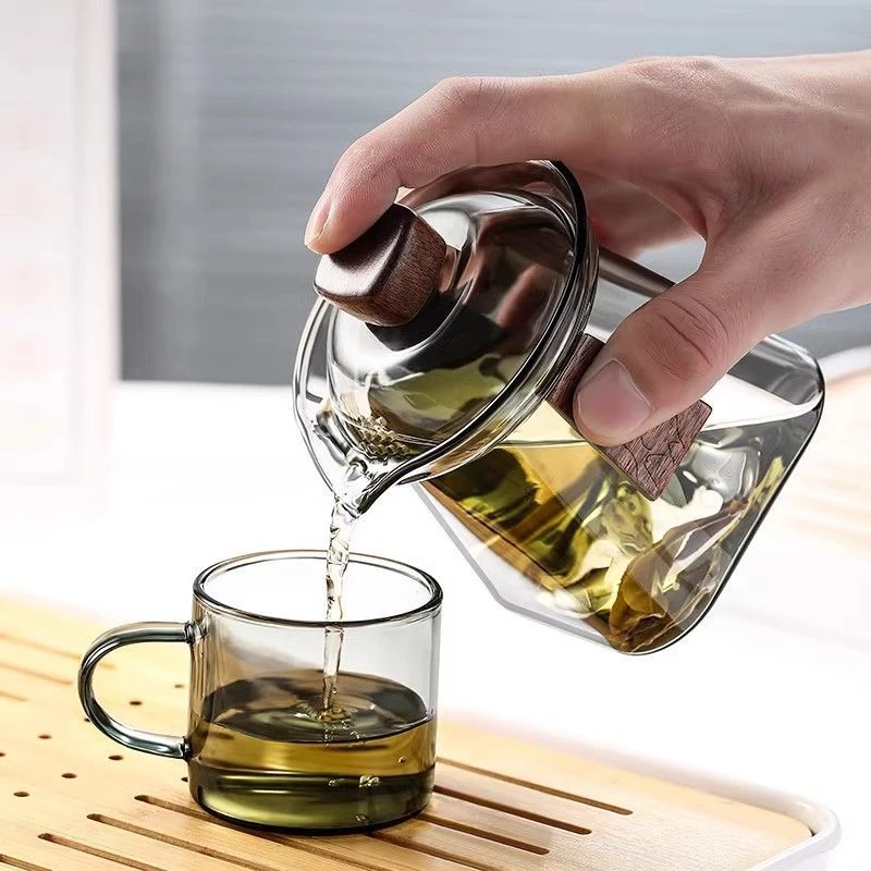 透明耐热玻璃盖碗茶杯家用带盖泡茶壶办公室高档泡茶杯带过滤茶具