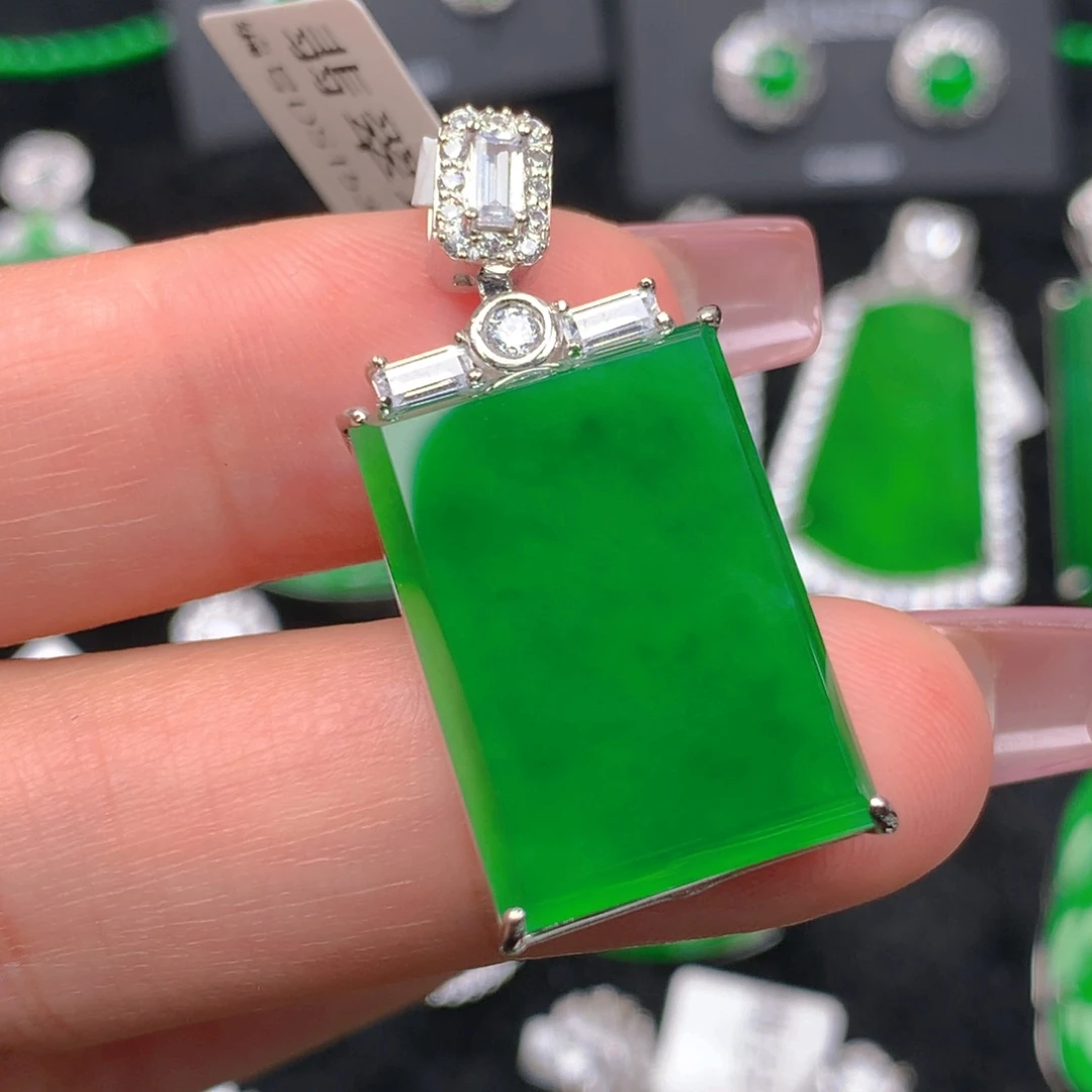 翡翠吊坠(不含链)银S925镶嵌