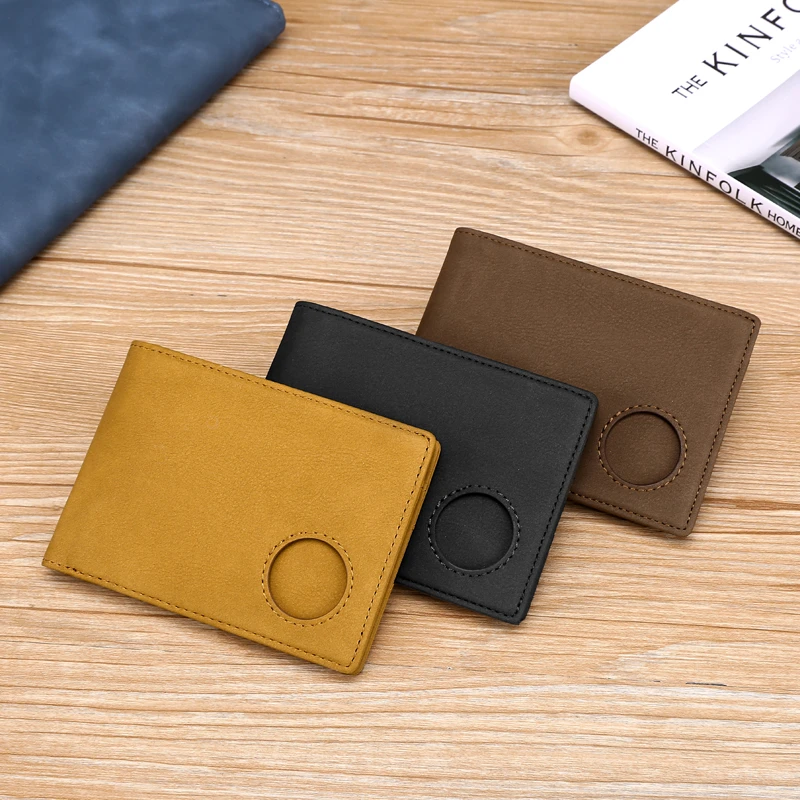 复古男士证件包时尚休闲短款钱包对折多卡位防水皮夹纯色驾驶证包
