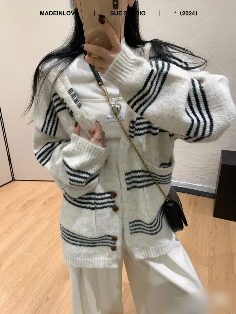 针织衫春秋新款【051—109】舒适慵懒风休闲时尚百搭连帽毛衣针织女