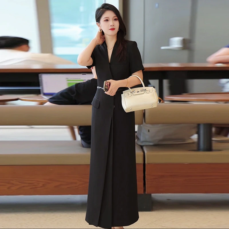 西装连衣裙女夏季新款时尚气质休闲高级感长款显瘦显高Q8031