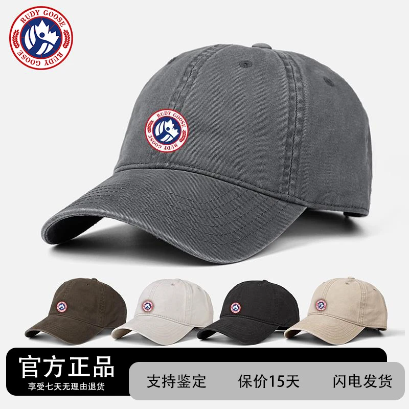 加拿大RUDY GOOSE帽子男款鸭舌帽春秋季纯棉软顶大头围休闲棒球帽
