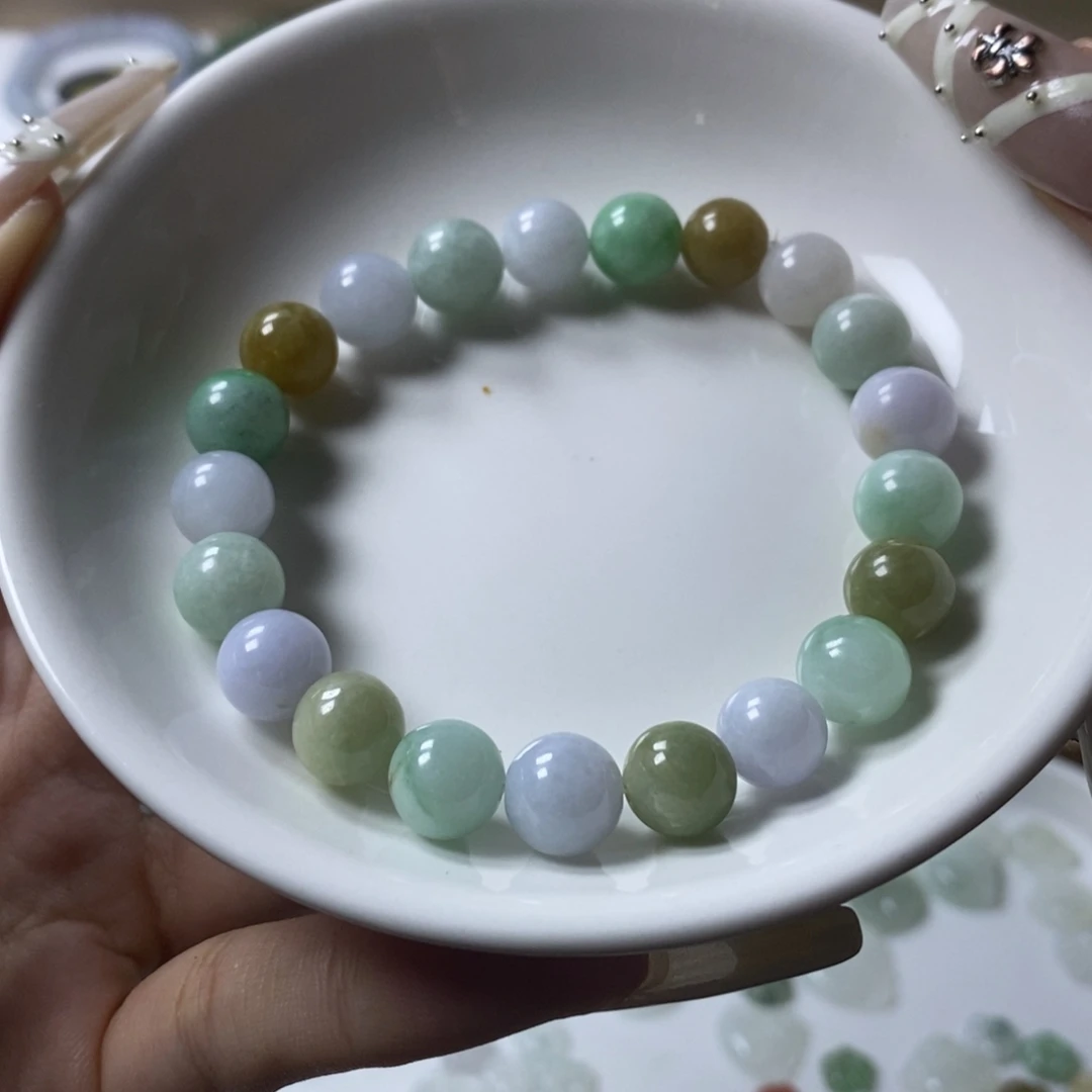翡翠未镶嵌手链多宝卡9