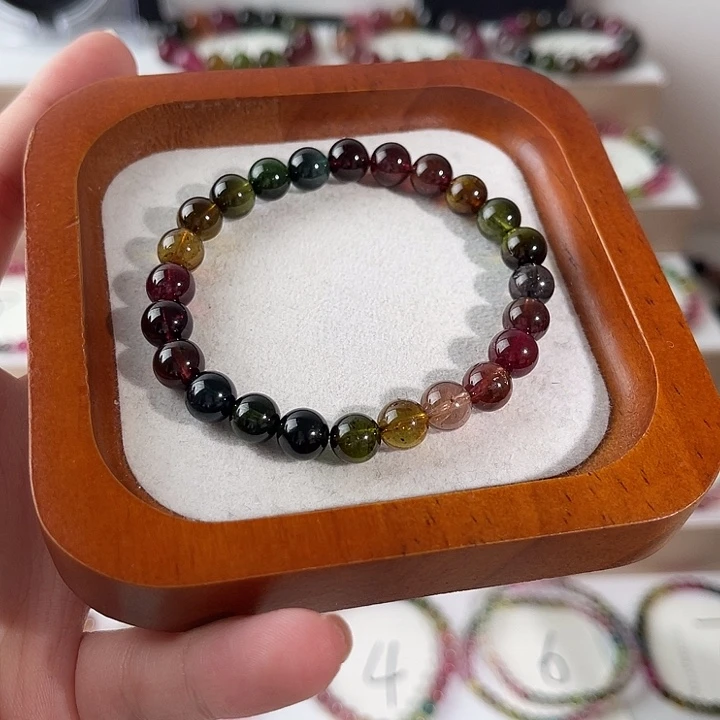 银S925镶嵌天然碧玺黑美人7mm碧玺