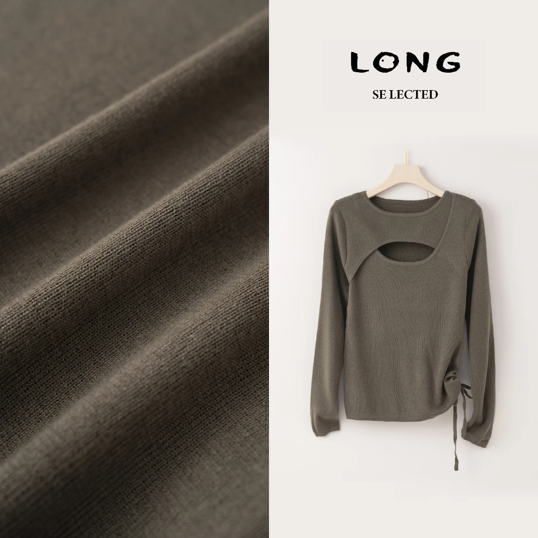 Q2839春款设计感小众镂空内搭时尚独特别致带抽绳女上衣