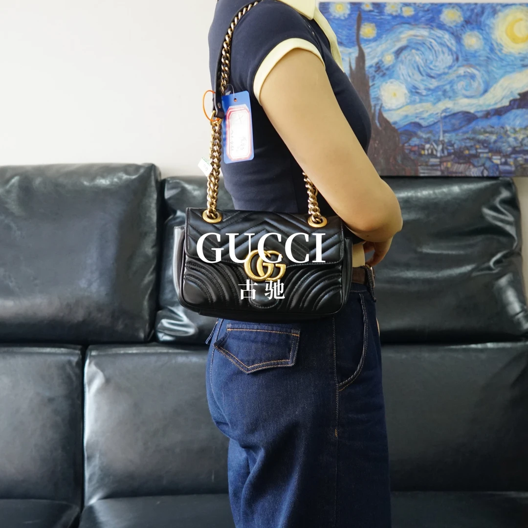 95新 GUCCI/古驰 黑色马蒙包/WJ05324040/4040