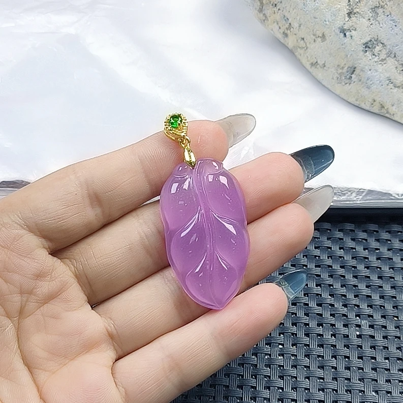 （聚宝严选）0101粉紫叶子吊坠精致气质妈妈款时尚精美
