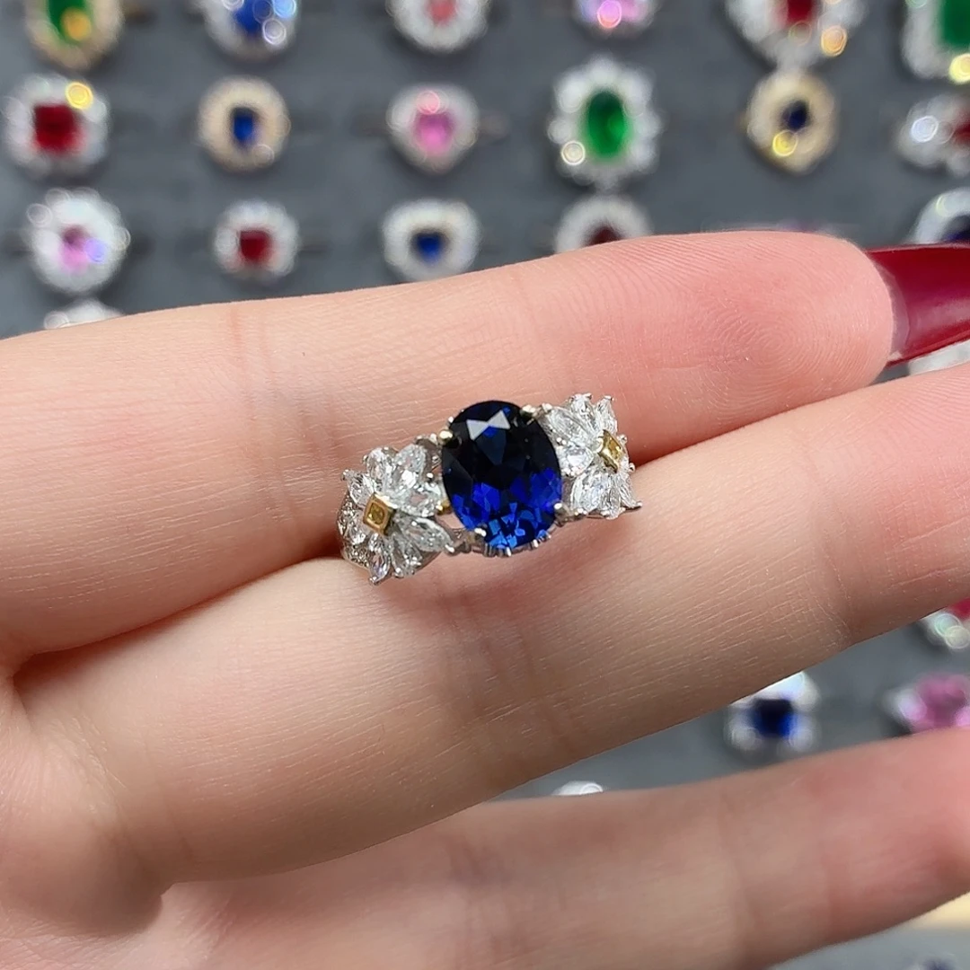 925银培育皇家蓝色宝石018