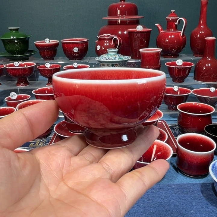 景德镇陶瓷浅行窑小足美人杯