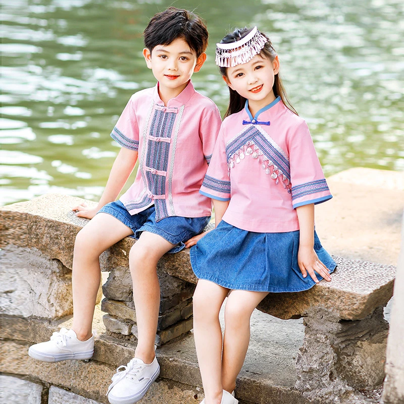 男童汉服56个少数民族服装男孩广西壮族苗疆古装儿童三月三演出服