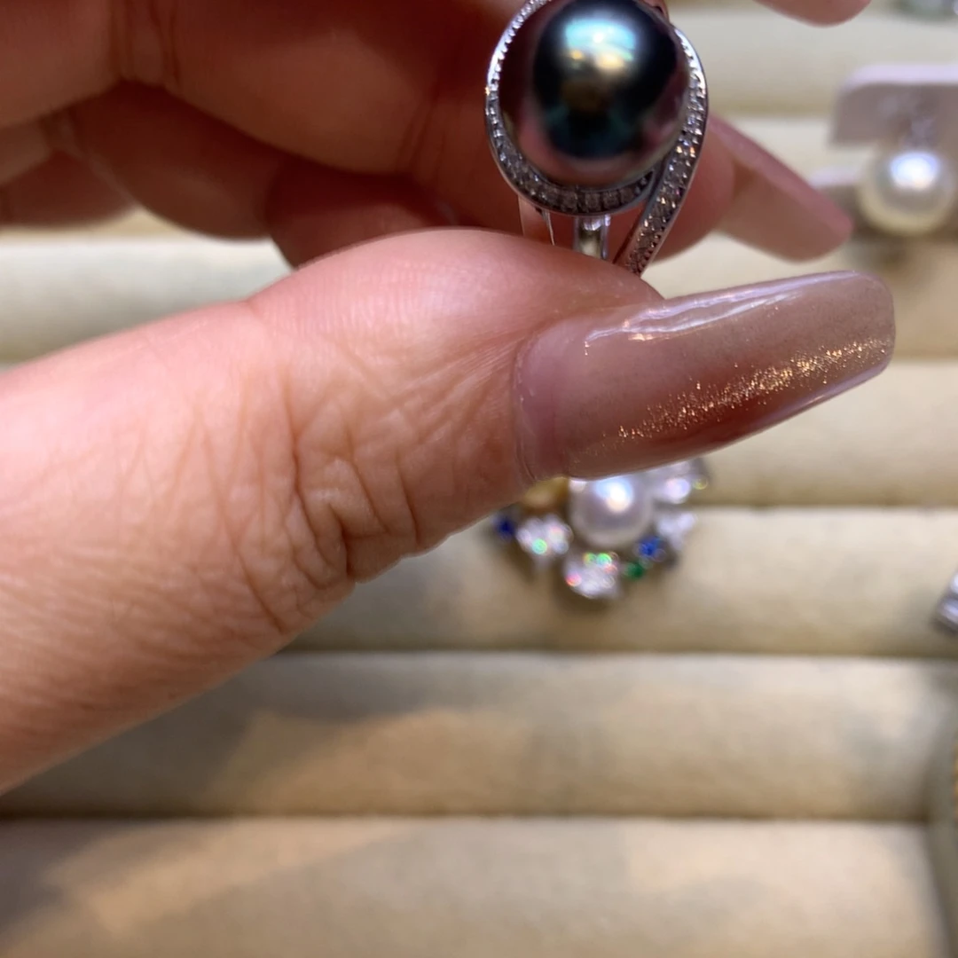 银S925镶嵌戒指海水珍珠