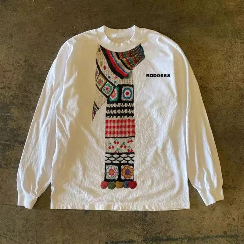 XQ-230g！重磅不透潮流简约趣味印花秋冬长袖百搭宽松上衣透气